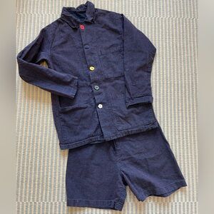 Handmade dark blue shorts and shirt matching set